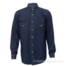 Camicia di jeans da uomo in cotone moda di alta qualità